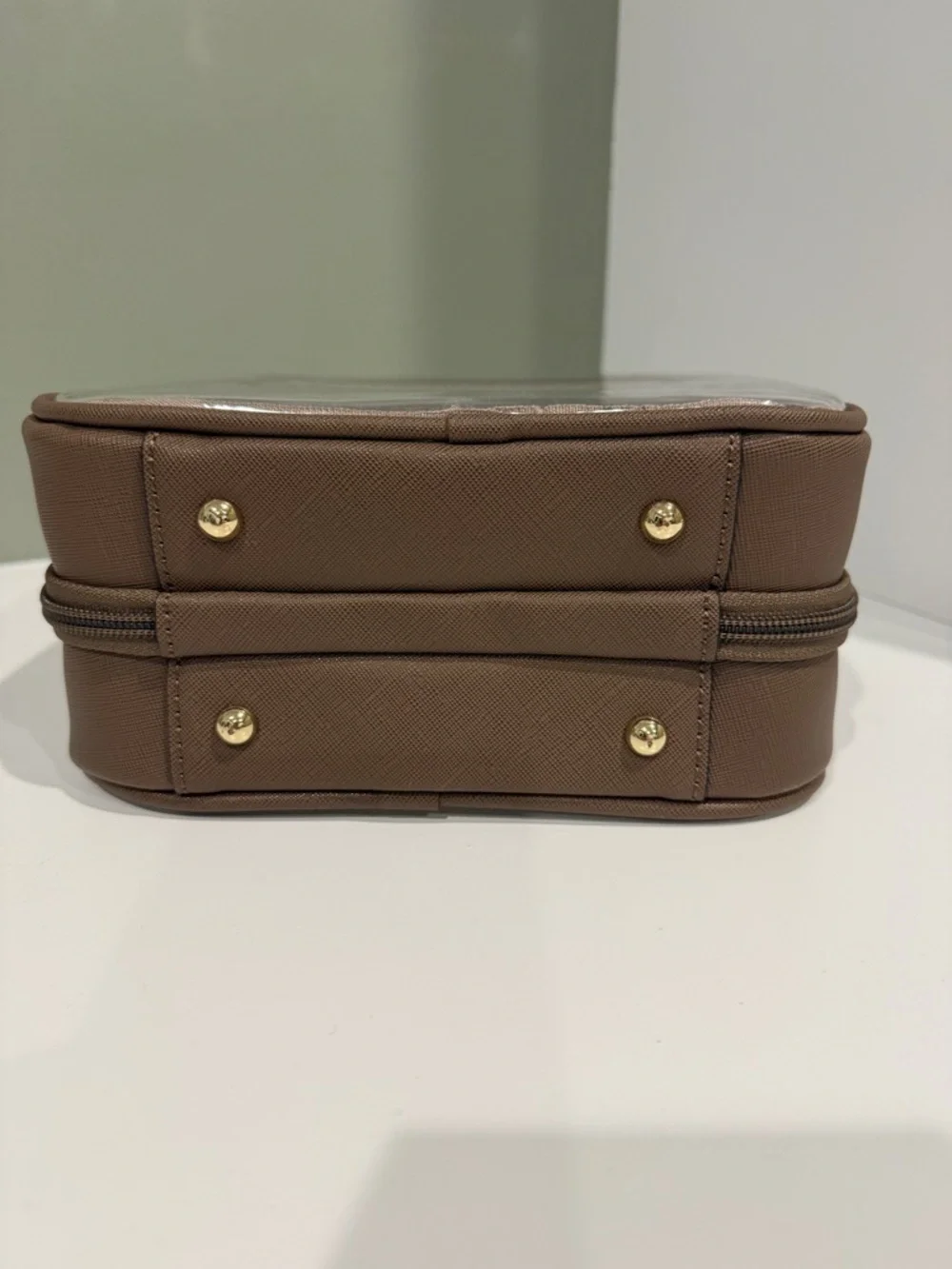 CALPAK small clear cosmetics case in Mocha